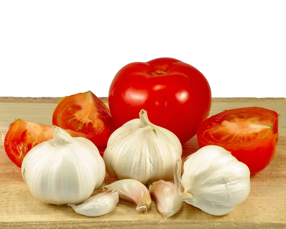 Tomatoes and garlic for Italian home cooking